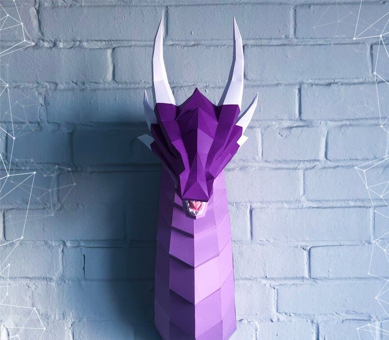 Dragón low-poly de papel